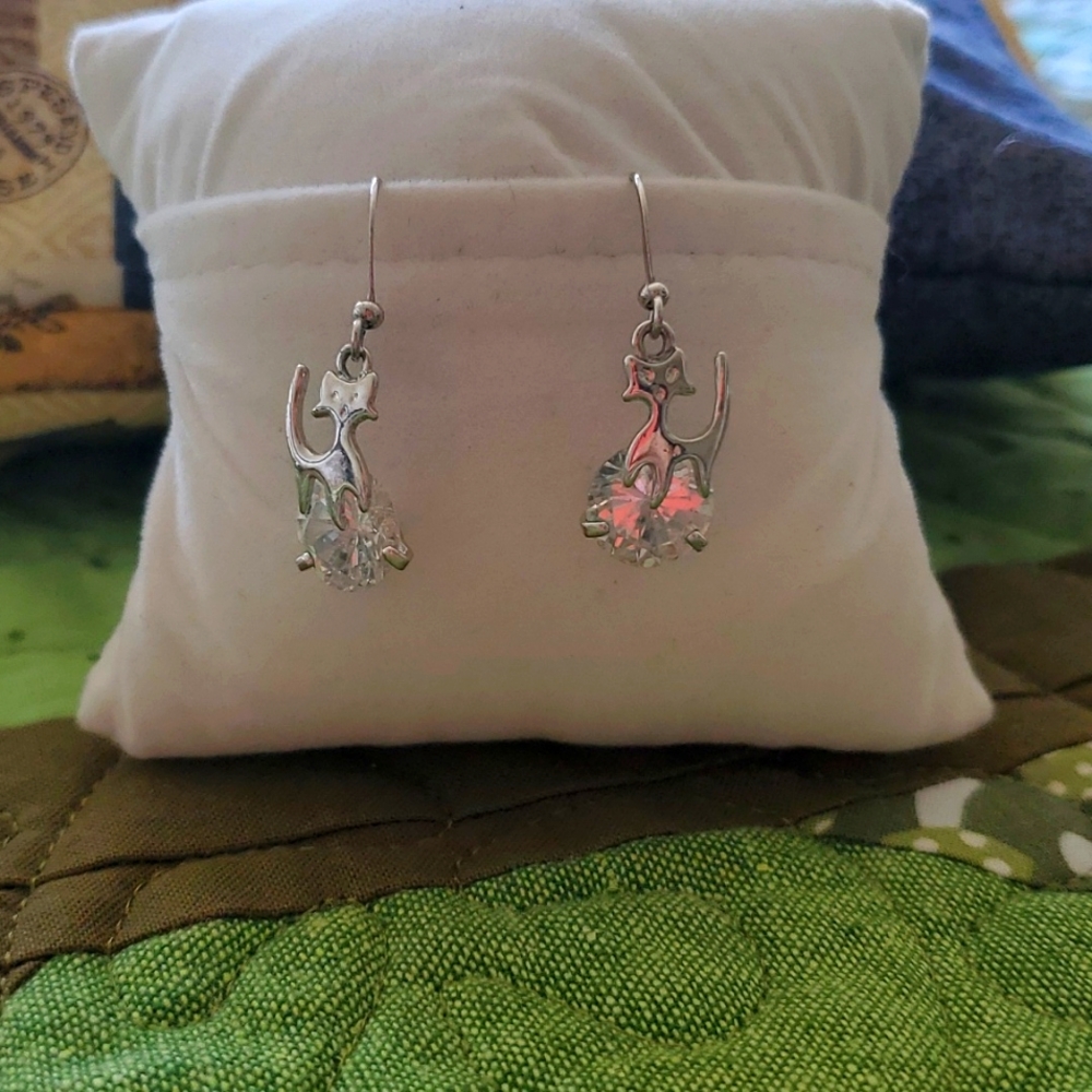 Crystal cat earrings